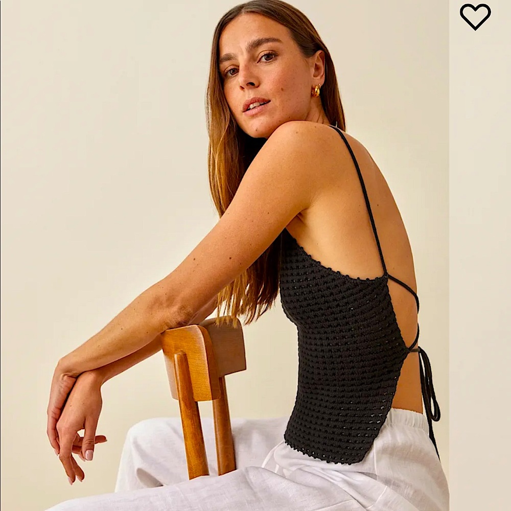 REFORMATION Dulce Open Knit Tank. Black, Small.